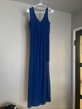 My Beloved Royal Blue V-Neck Sleeveless Maxi Dress